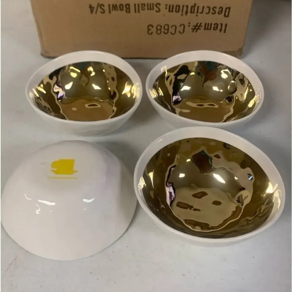 Yedi Houseware New Bone China Set of 4 Gold Small Bowls, 5